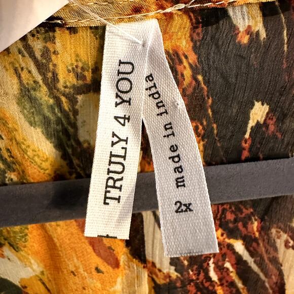 Truly 4 You Boho Crinkle Chiffon Floral Midi Dress - Size 2X - NWOT - Picture 3 of 3